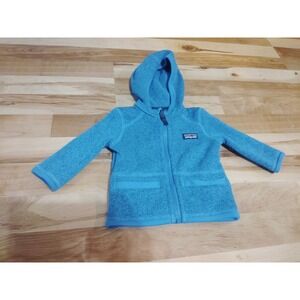 Patagonia Better Sweater Jacket Baby Boys Sz 3-6 Months Blue Hooded